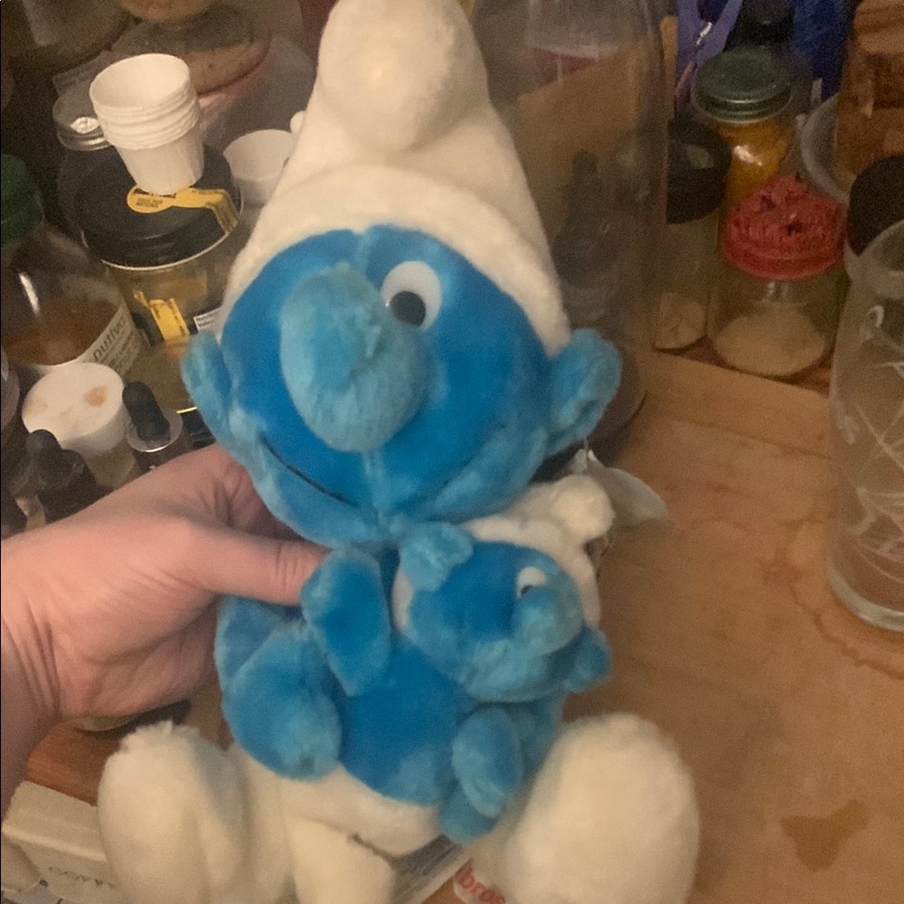 Awesome Smurfs with baby Smurf Blue and White Plush Toy New with Tags Ganz Toys